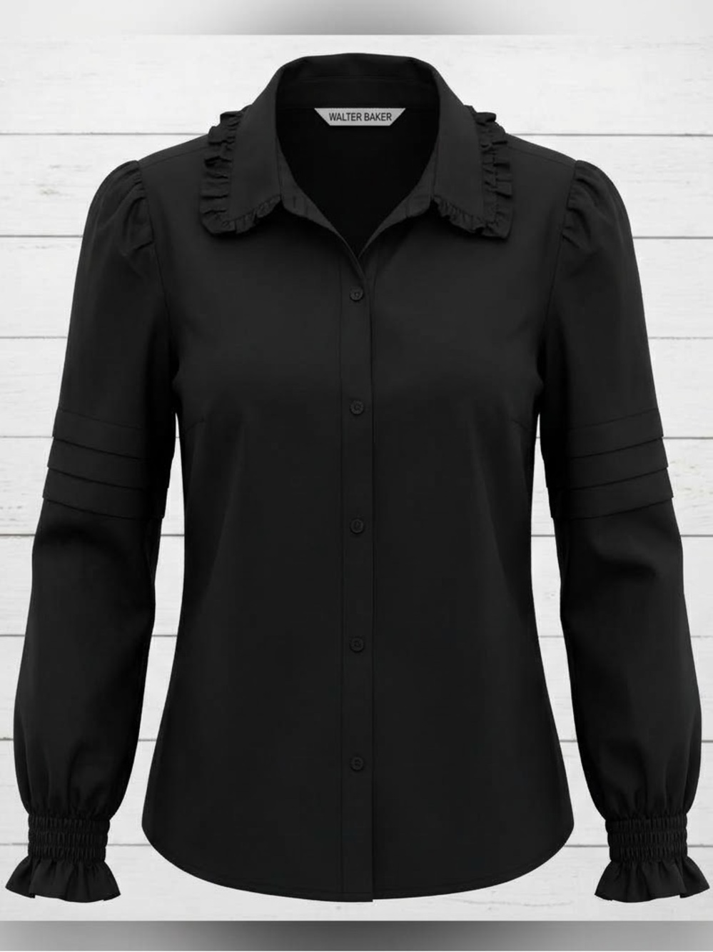 NWT Walter Baker Victorian Goth Black Cotton Ruffle Puff Sleeve Shirt Top Small